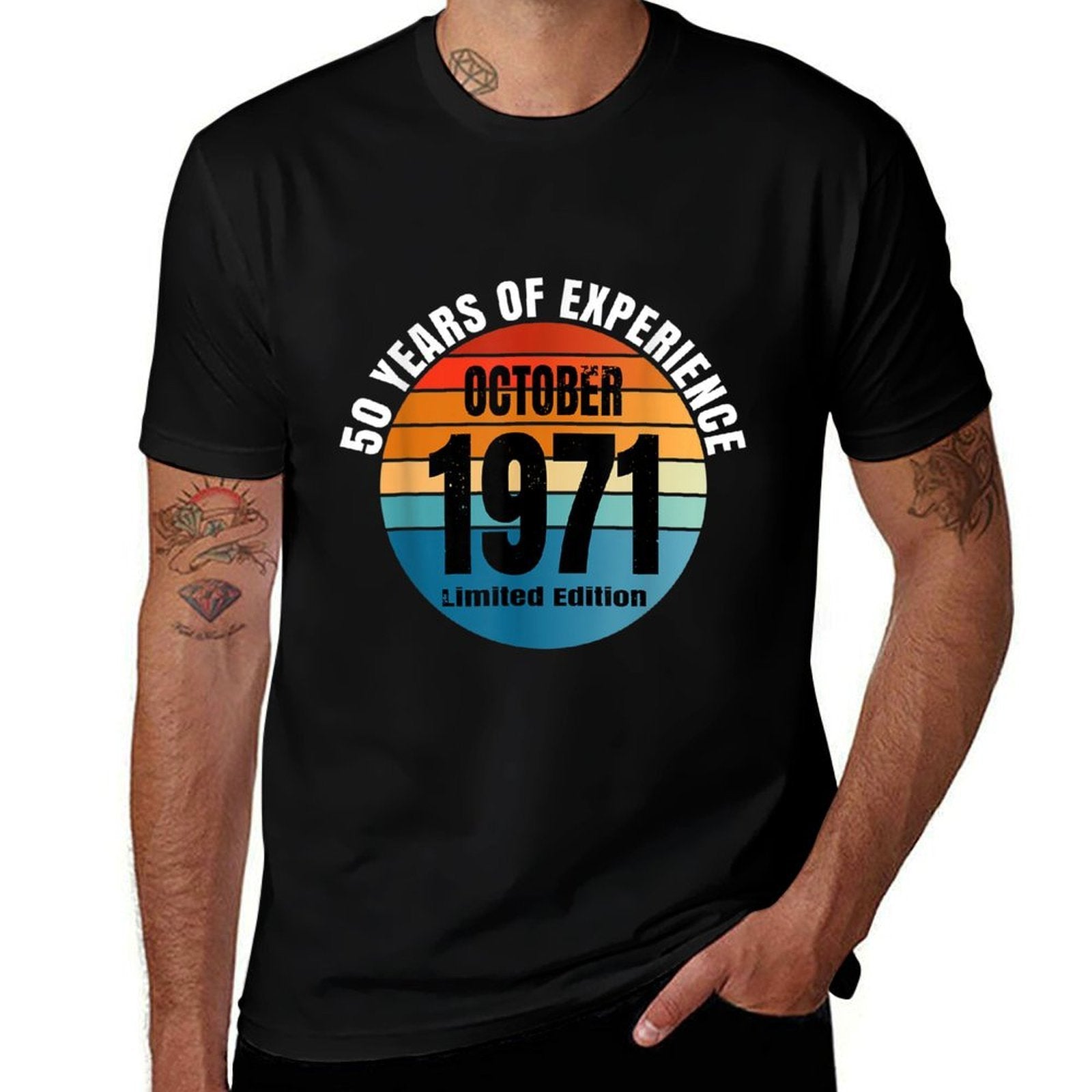 Mens October 1971 Men's 50th Birthday  Stretchy T-Shirt