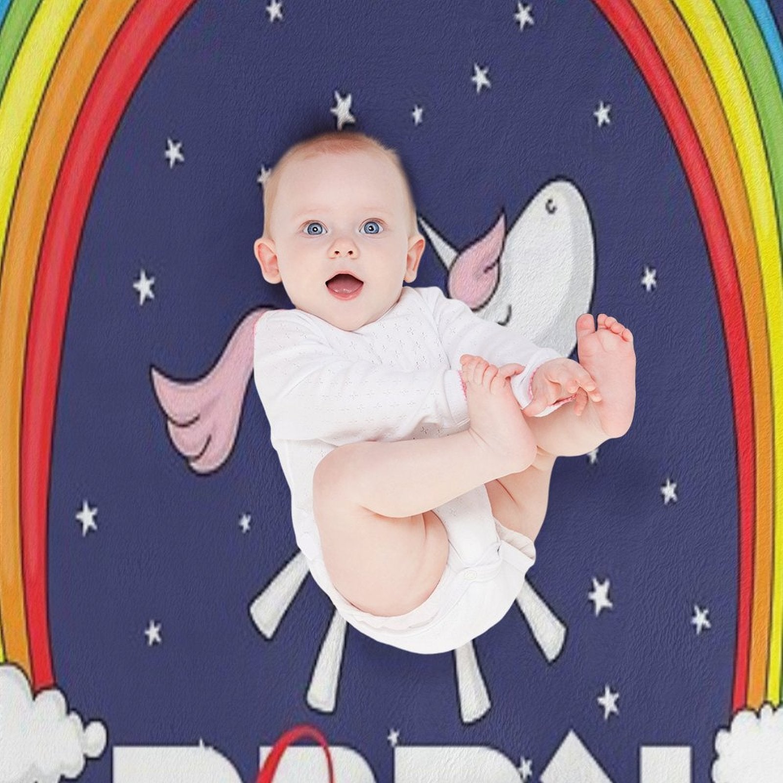 Hebrew Ahava & Love with A Cute Unicorn Under A Rainbow Multi-functional Throw Blanket