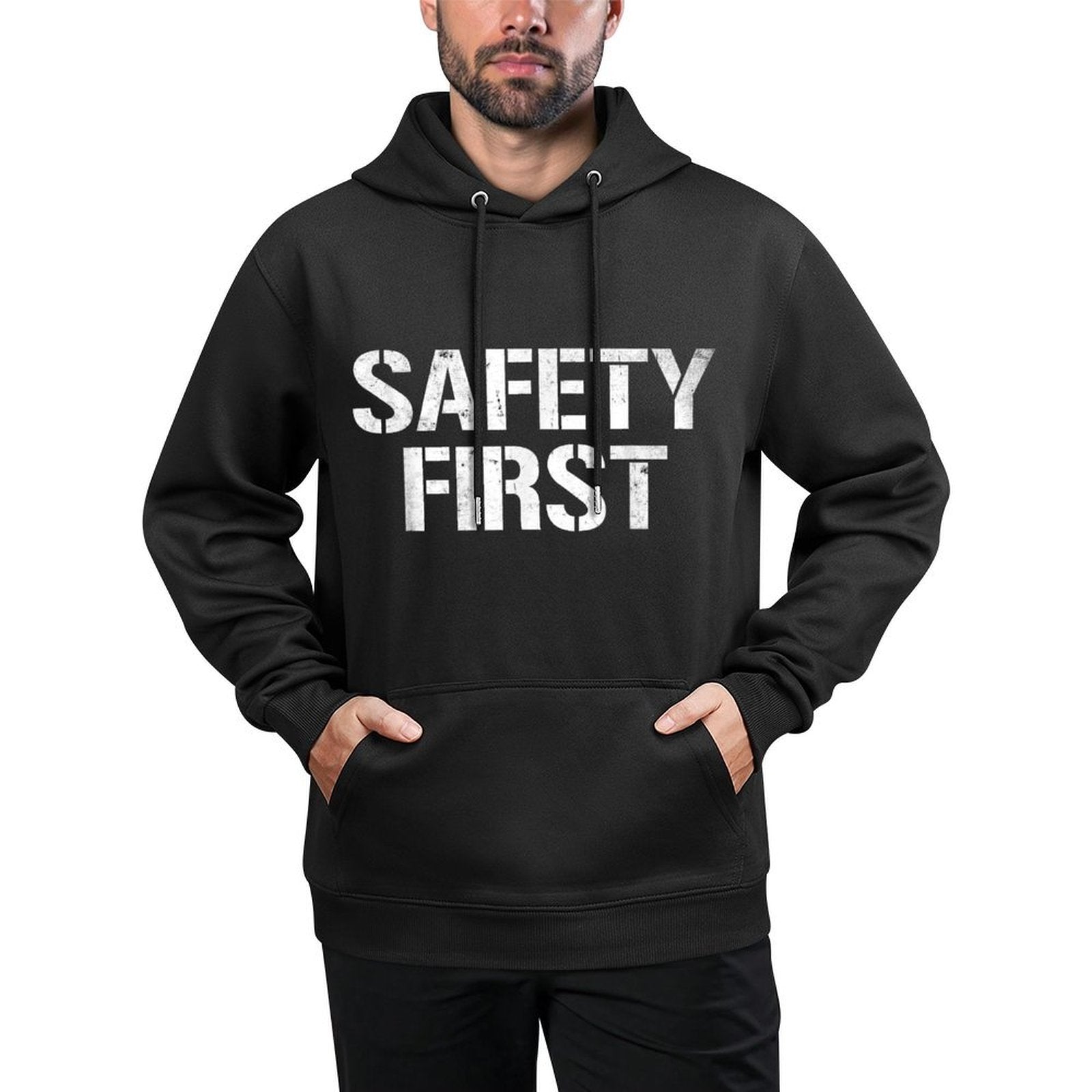 Safety First Black Funny Humour Idea Perfect for Office, Work, School And University Shape Retention Hoodie