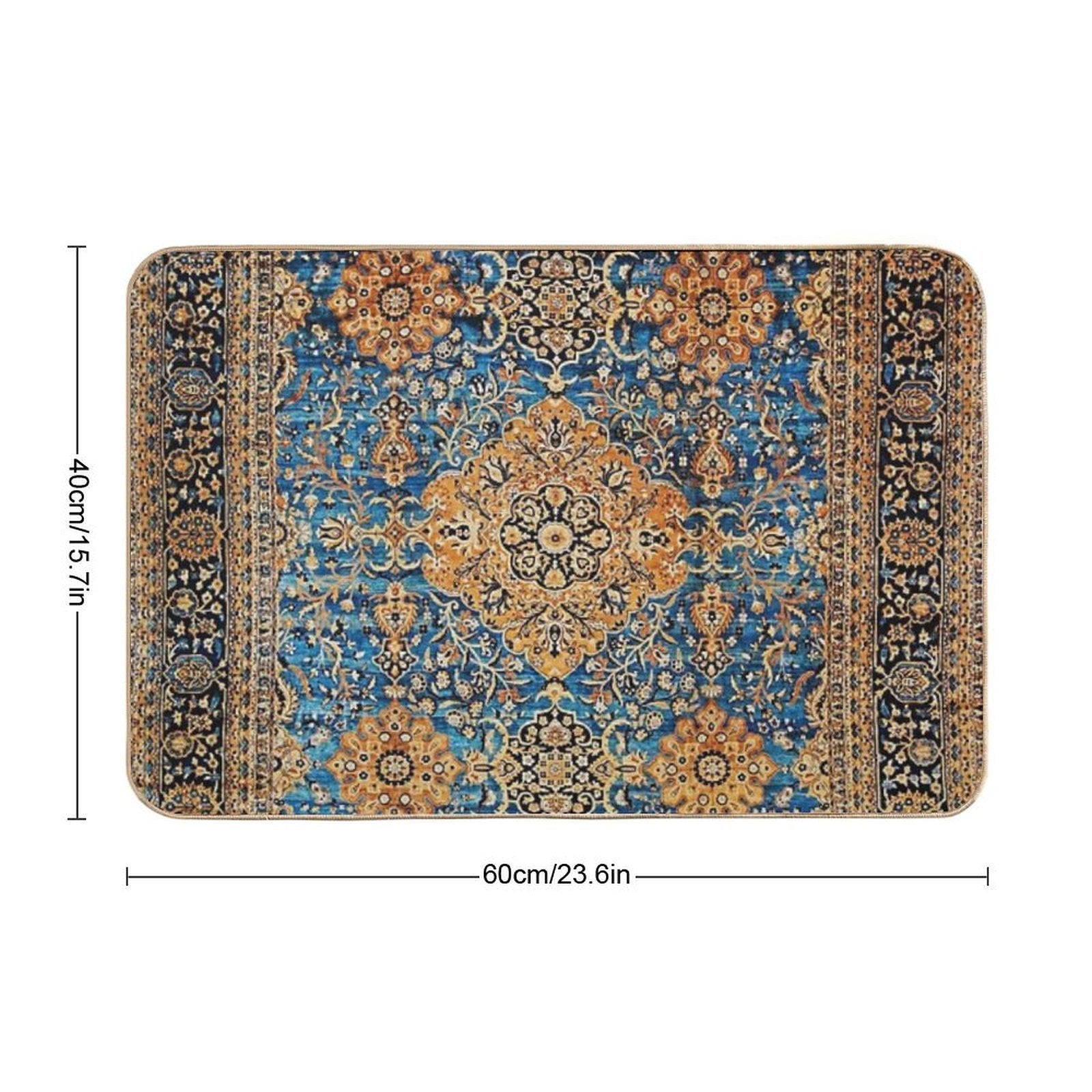 Antique Blue Persian Kirman Rug Print  Stain-Proof Bath Mat