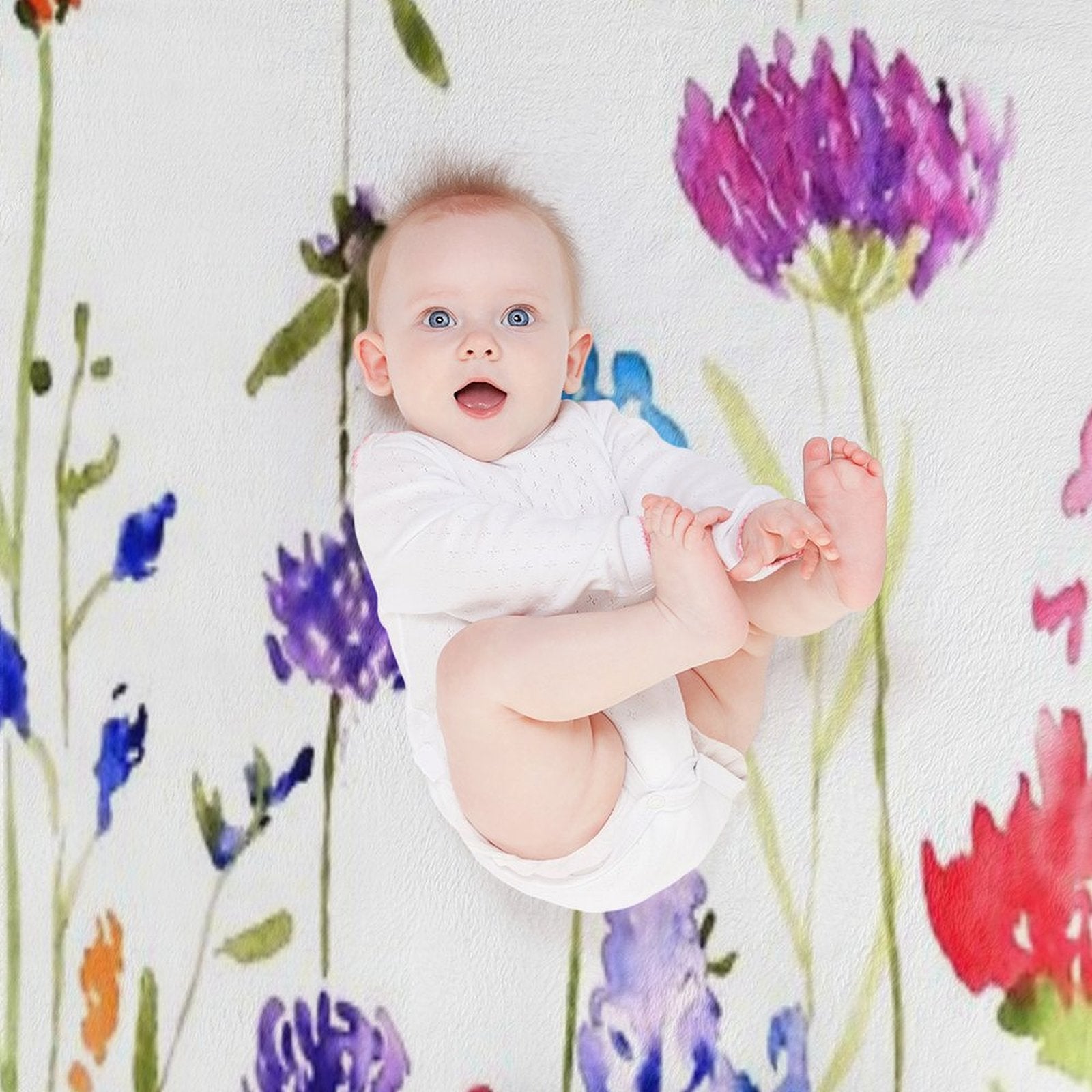 Hand Painted Colorful Wild Flowers Watercolor Painting Anti-pilling Throw Blanket