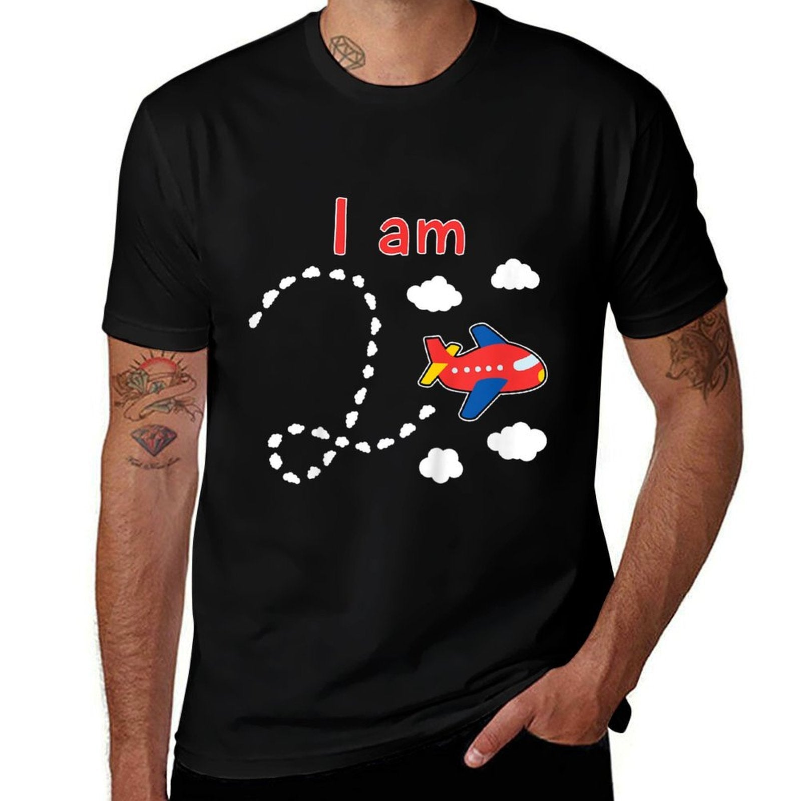 Kids Cute Airplane I Am (2 Year Old) 2 Years Birthday  Trendy Pattern T-Shirt