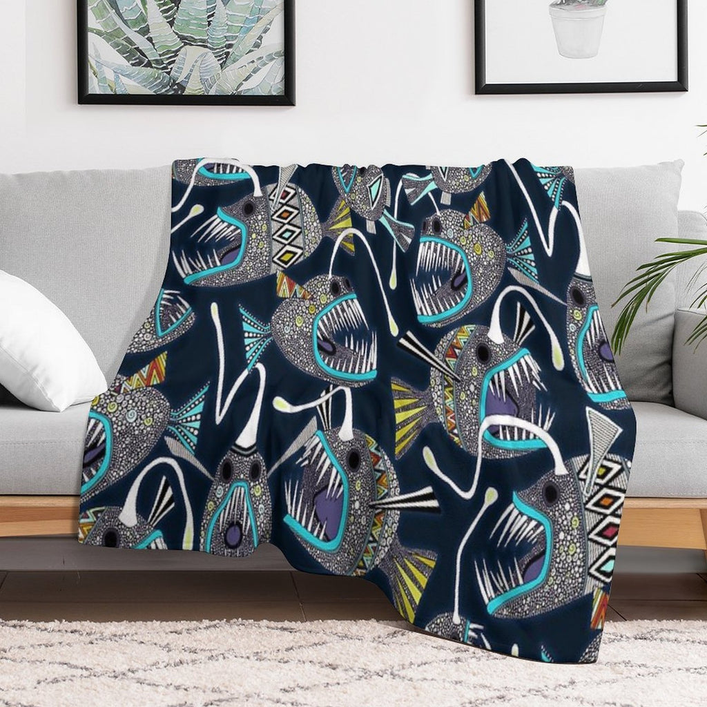 Deep Sea Anglerfish Velvety-soft Throw Blanket