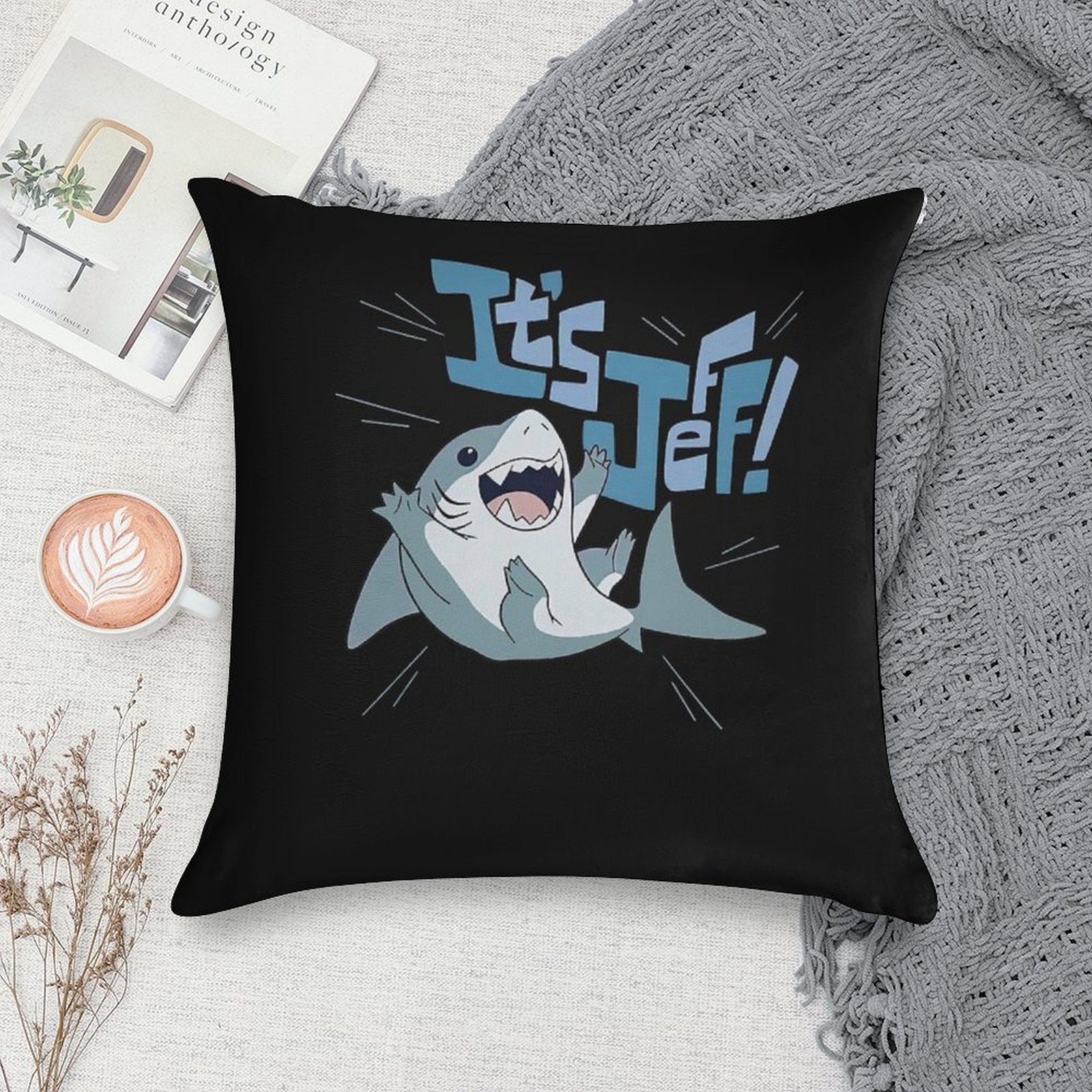 It’s Jeff The Landshark Soft High-Density Material Throw Pillow