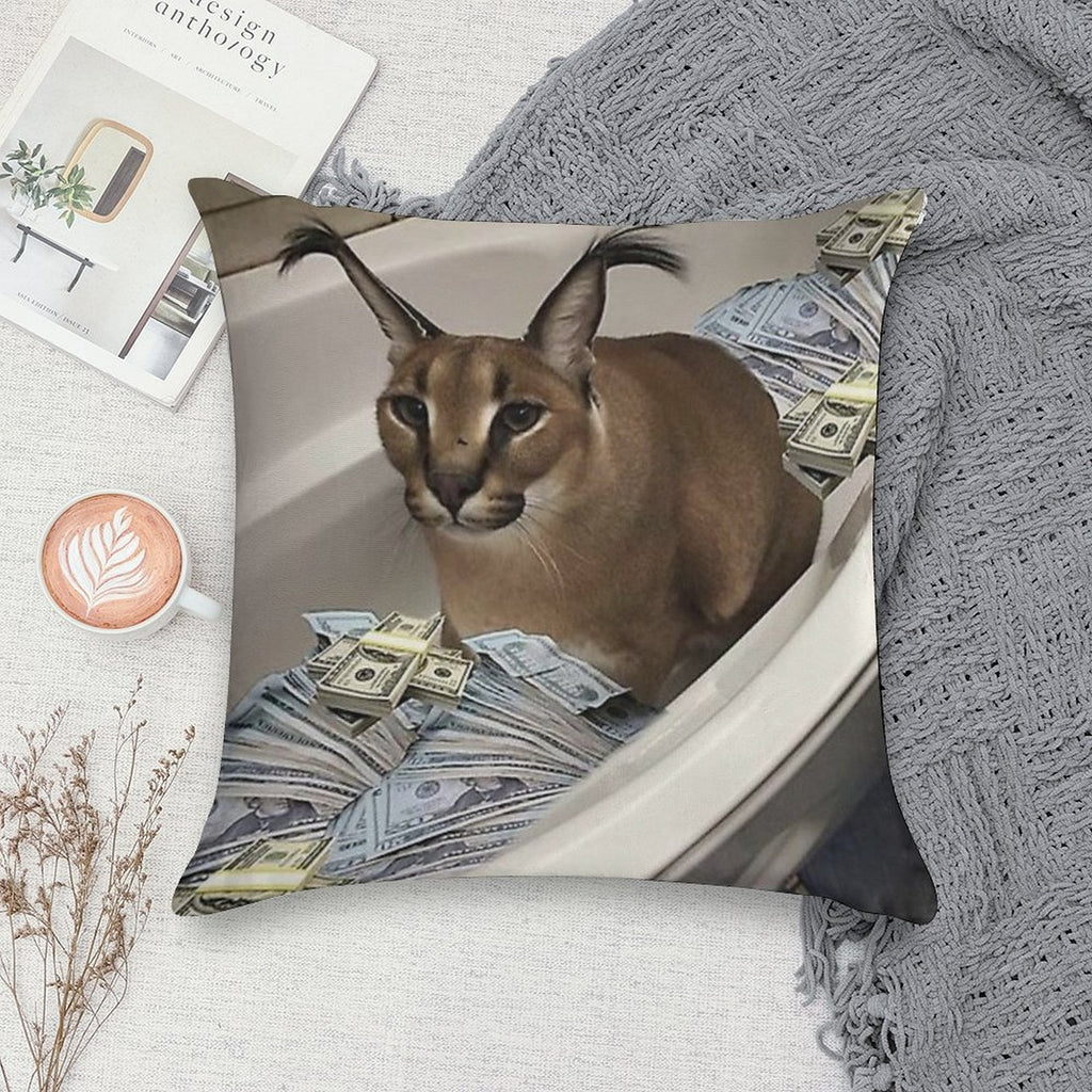 Big Floppa Cash Soft Luxury Feel Throw Pillow