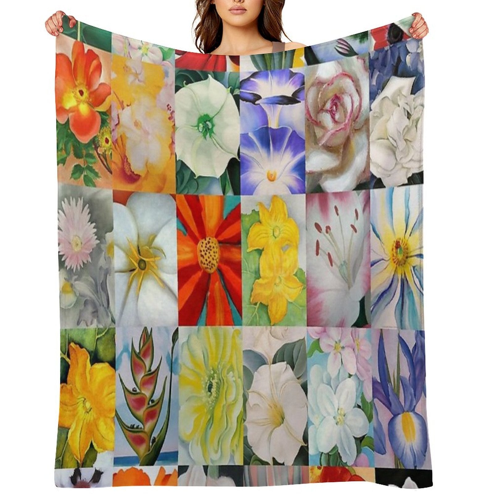Georgia O'Keeffe Flowers Premium Throw Blanket