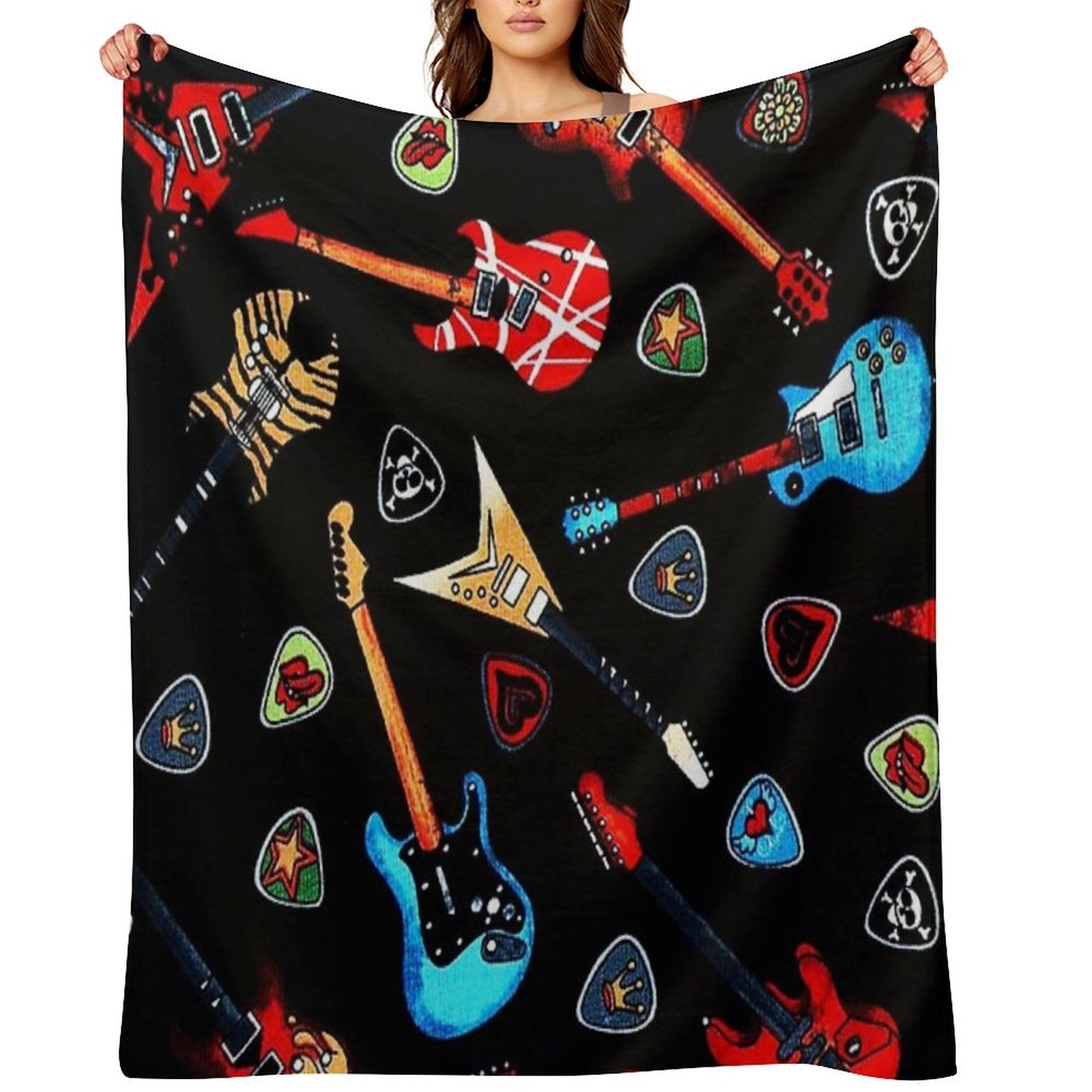 Electric Rock Guitars Velvety-soft Throw Blanket