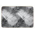 Palm Leaf Print, Gray, Black And White Durable Bath Mat