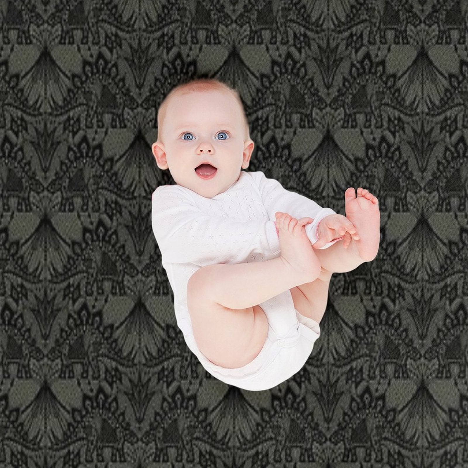 Stegosaurus Lace - Black  Grey Lightweight Throw Blanket