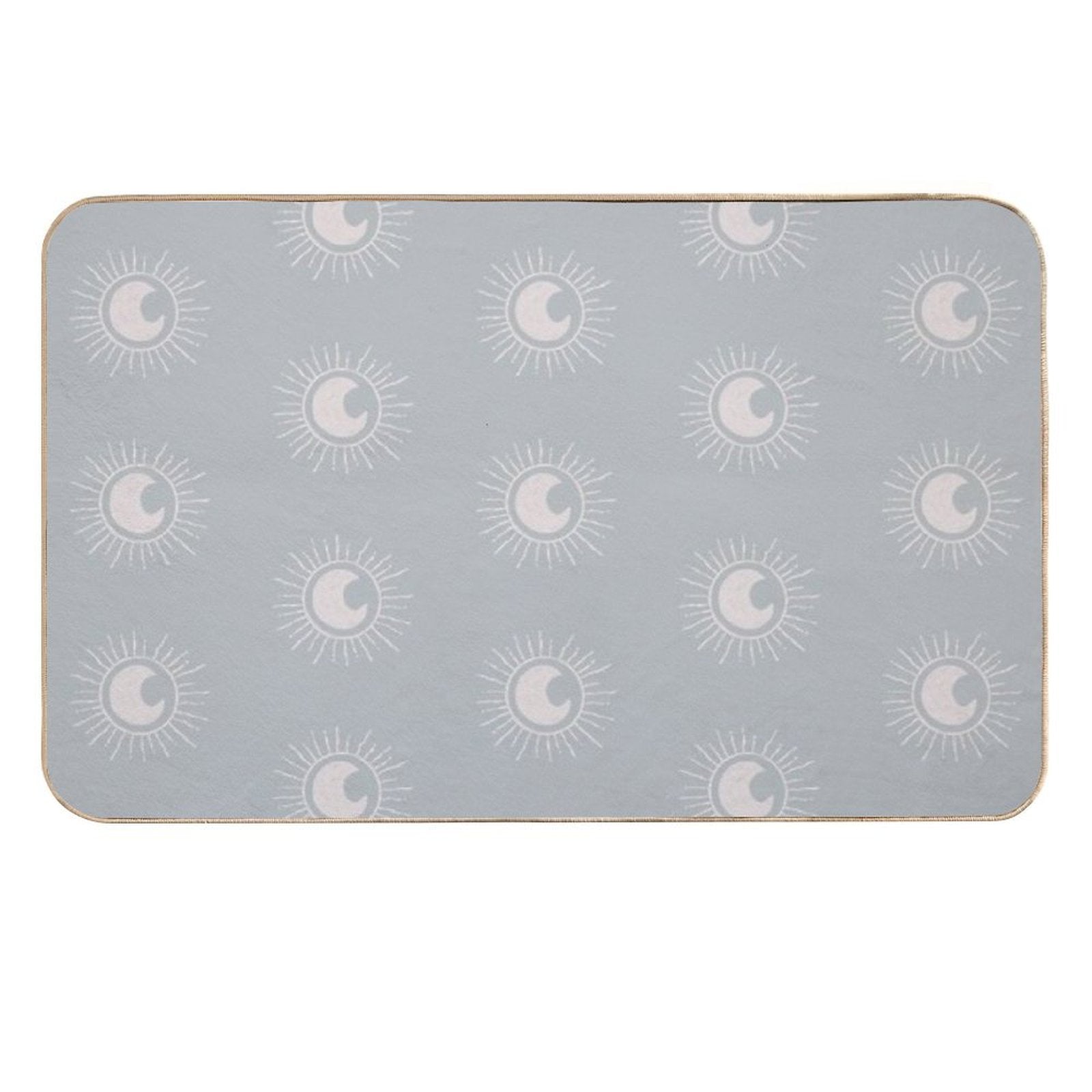 Boho Sun And Moon Pattern Bohemian Aesthetic In Muted Colors Muted Teal  Long-Lasting Bath Mat