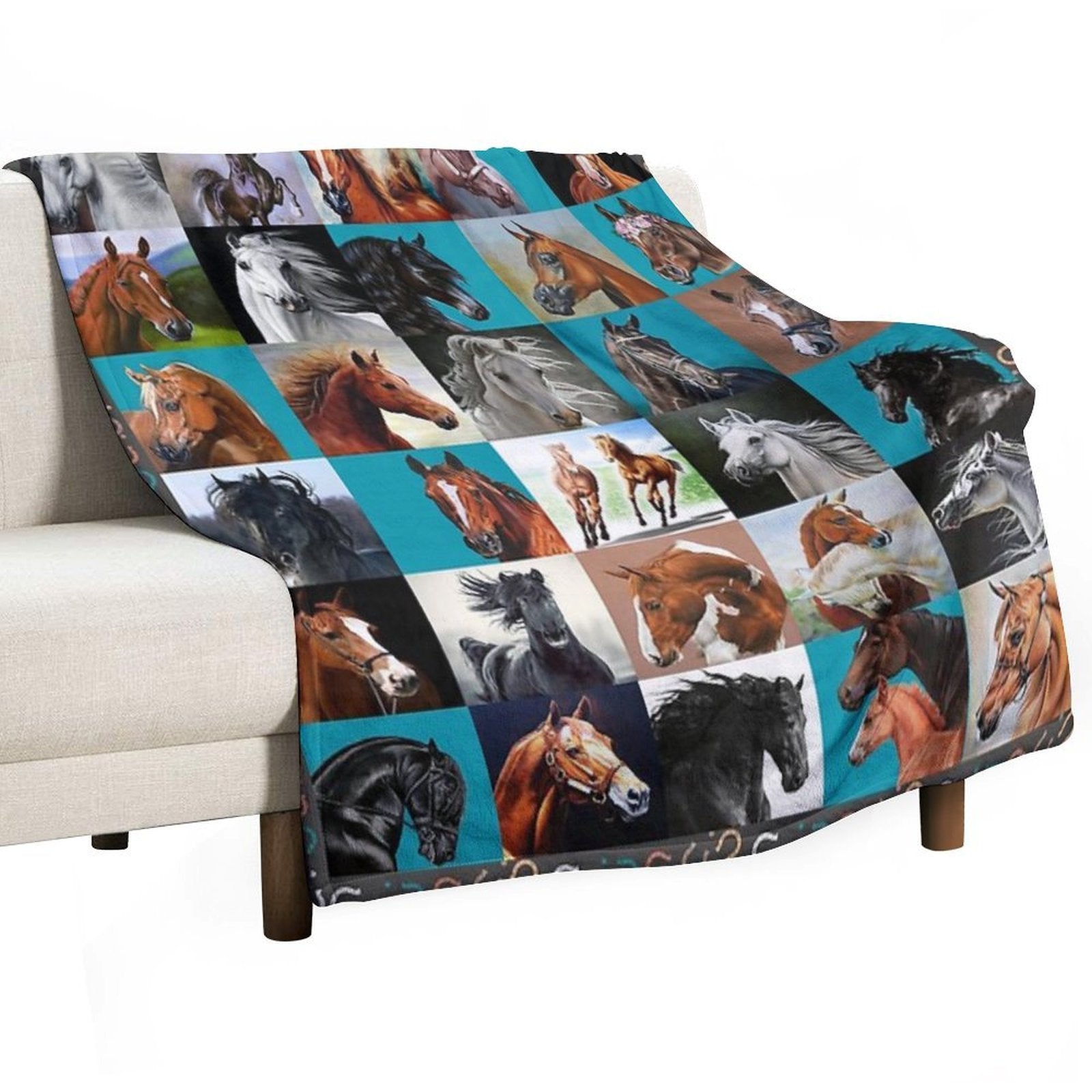 Horse Blanket Plush Throw Blanket