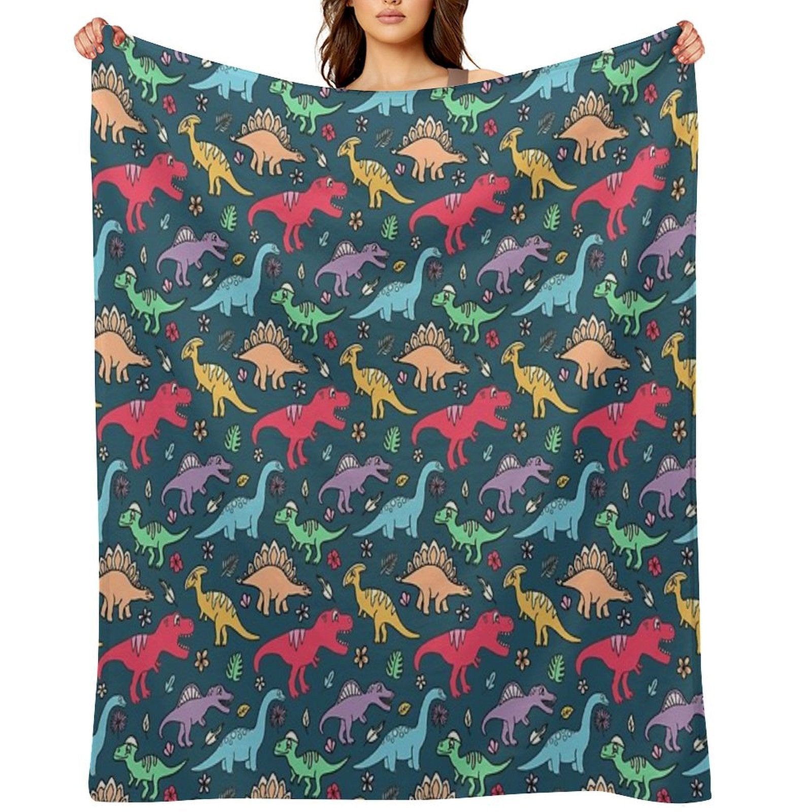 Dino Party - Dinosaur Pattern Multi-functional Throw Blanket