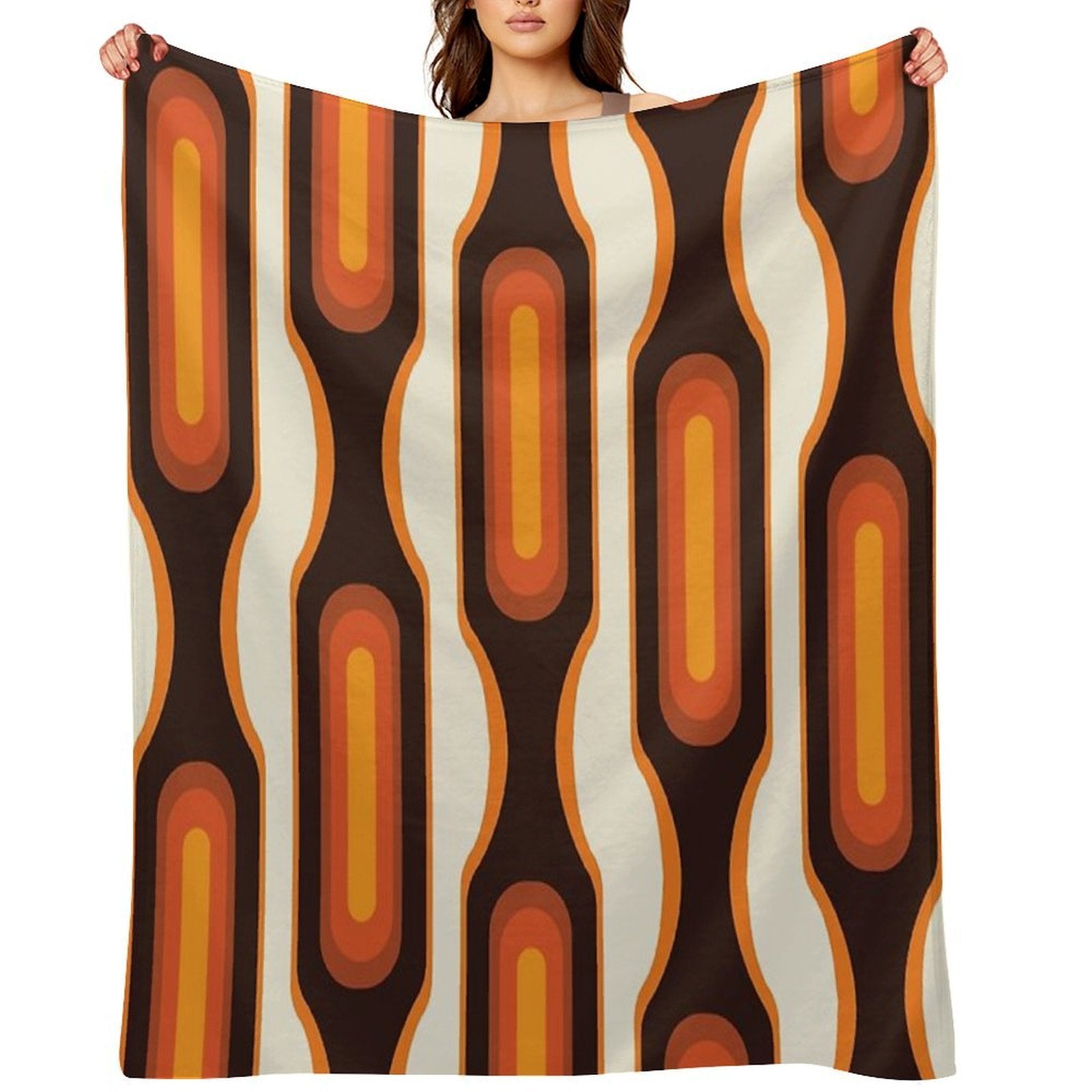 Capsules Large 1970s Orange Meets Mid Century Modern Comfort Throw Blanket