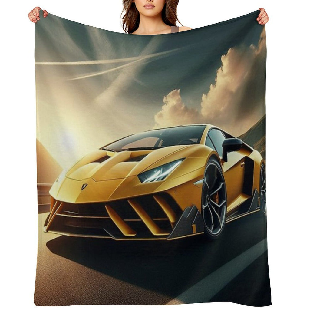 Lamborghini Sports Car on A Stunning Road Comfort Throw Blanket