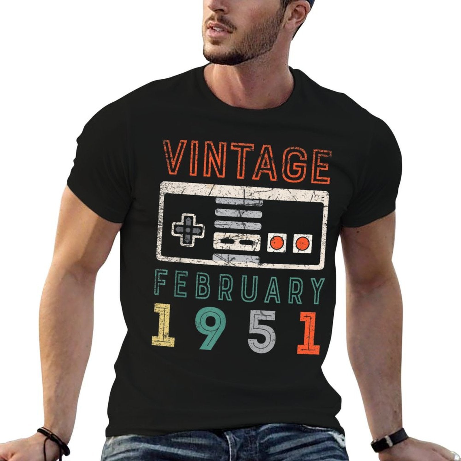 Vintage February 1951 70th Birthday 70 Year Old  Trendy Pattern T-Shirt