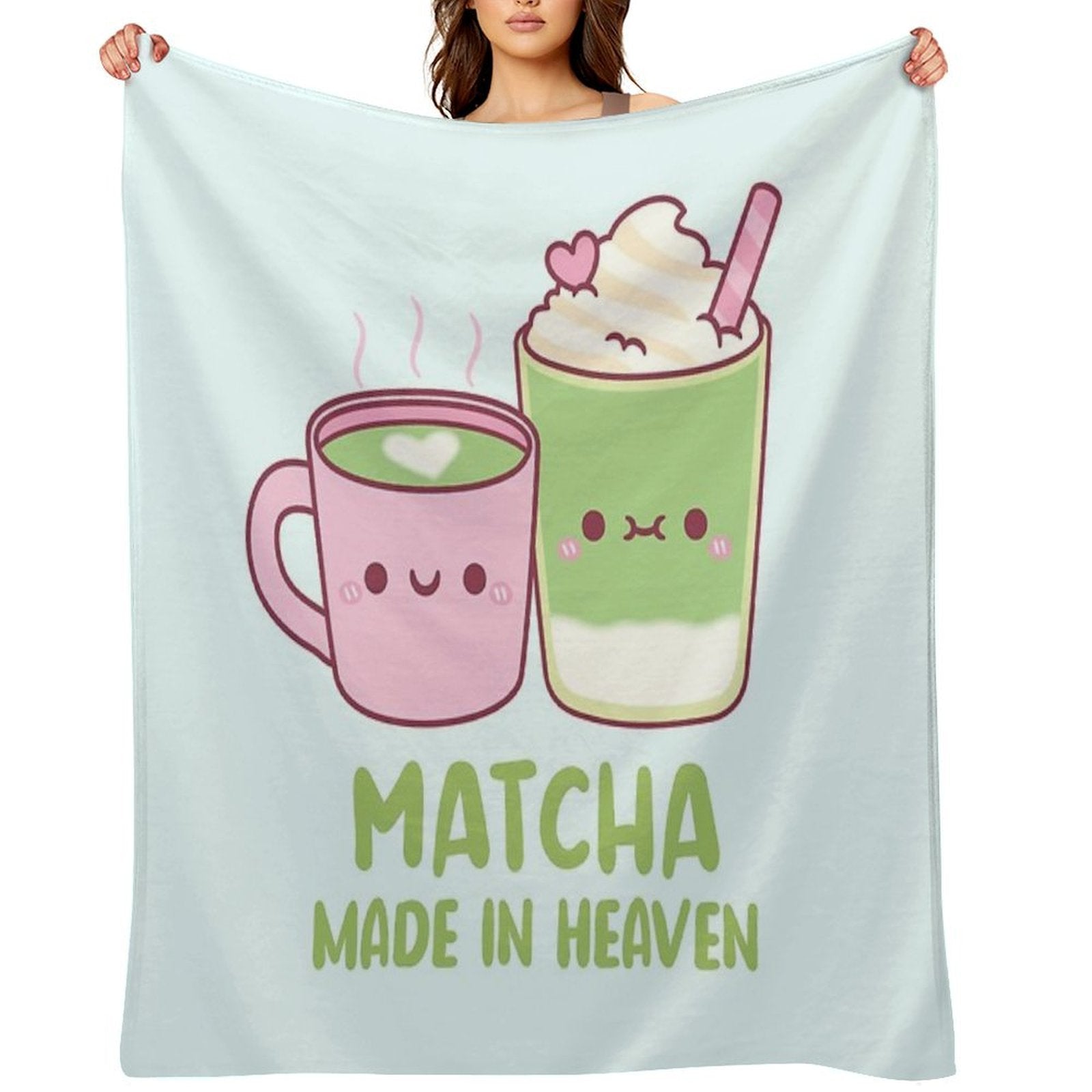 Cute Matcha Made In Heaven Tea Pun Comfort Throw Blanket