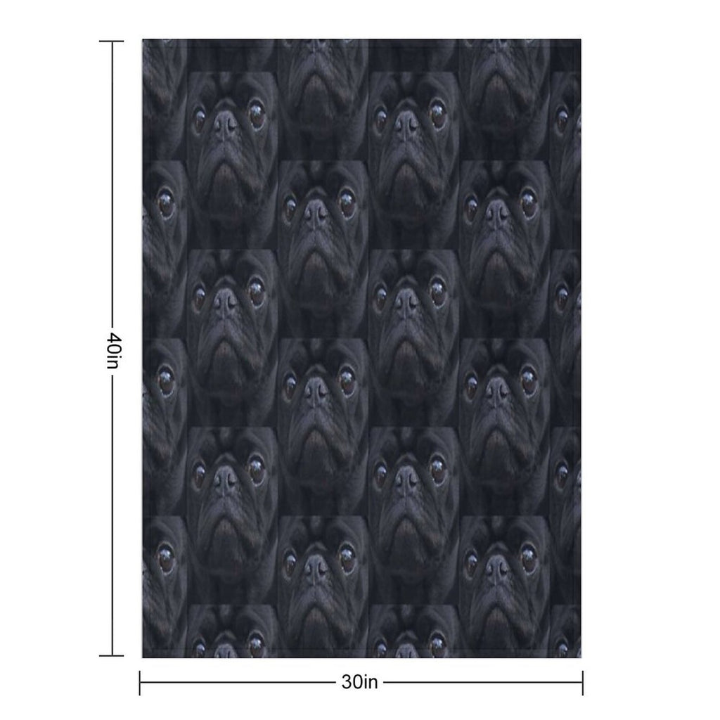 Black Pug Dog Face Velvety-soft Throw Blanket