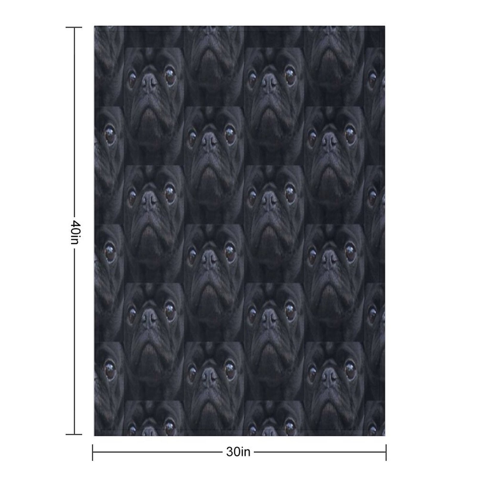 Black Pug Dog Face Velvety-soft Throw Blanket