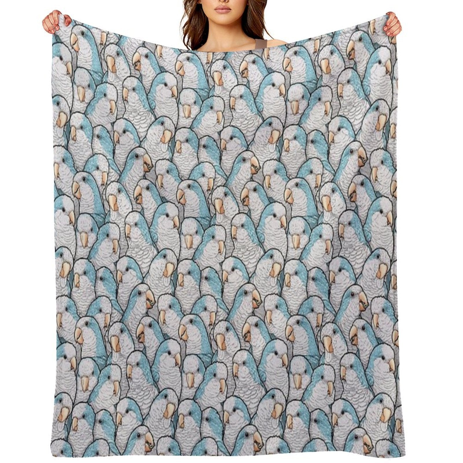 Blue Quaker Monk Parakeets Lightweight Throw Blanket