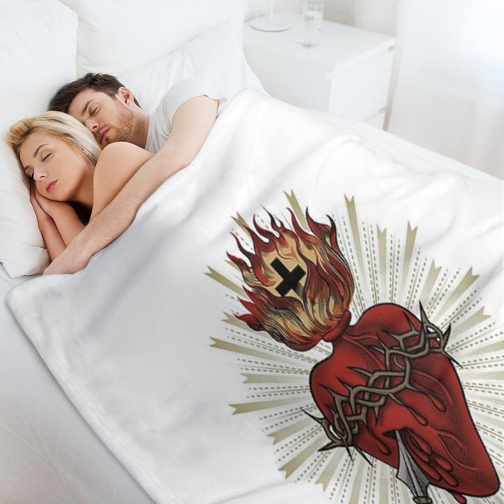 Sacred Heart of Jesus Christ Sustainable Throw Blanket