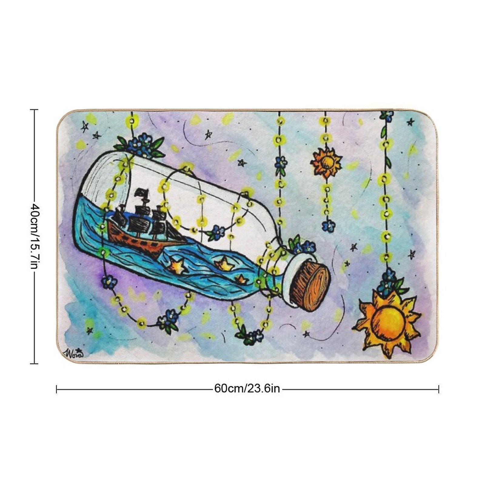 Not Yet    Suns & Pirate Ships    Inspired by The Amazing Devil  Easy To Clean Bath Mat