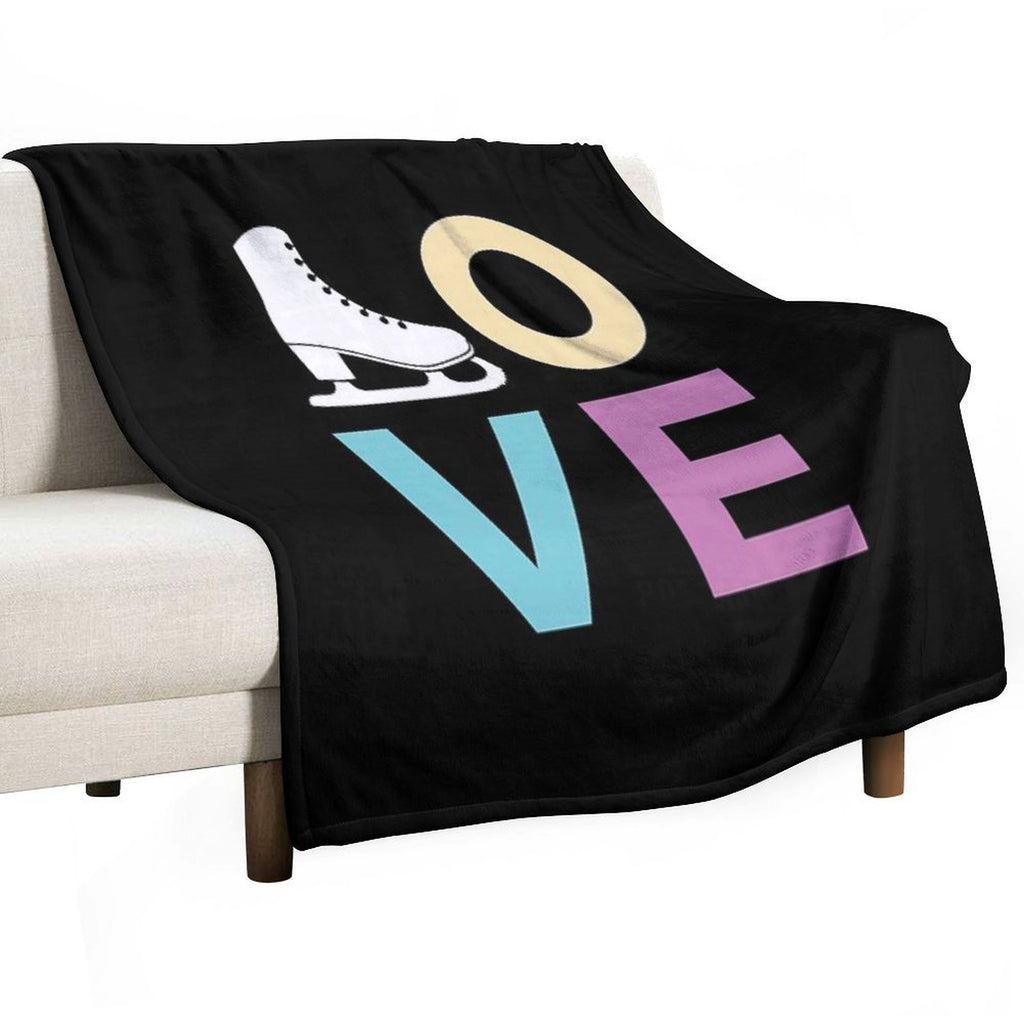 Cute Figure Skating Gift - LOVE And A Figure Skate Eco-conscious Throw Blanket