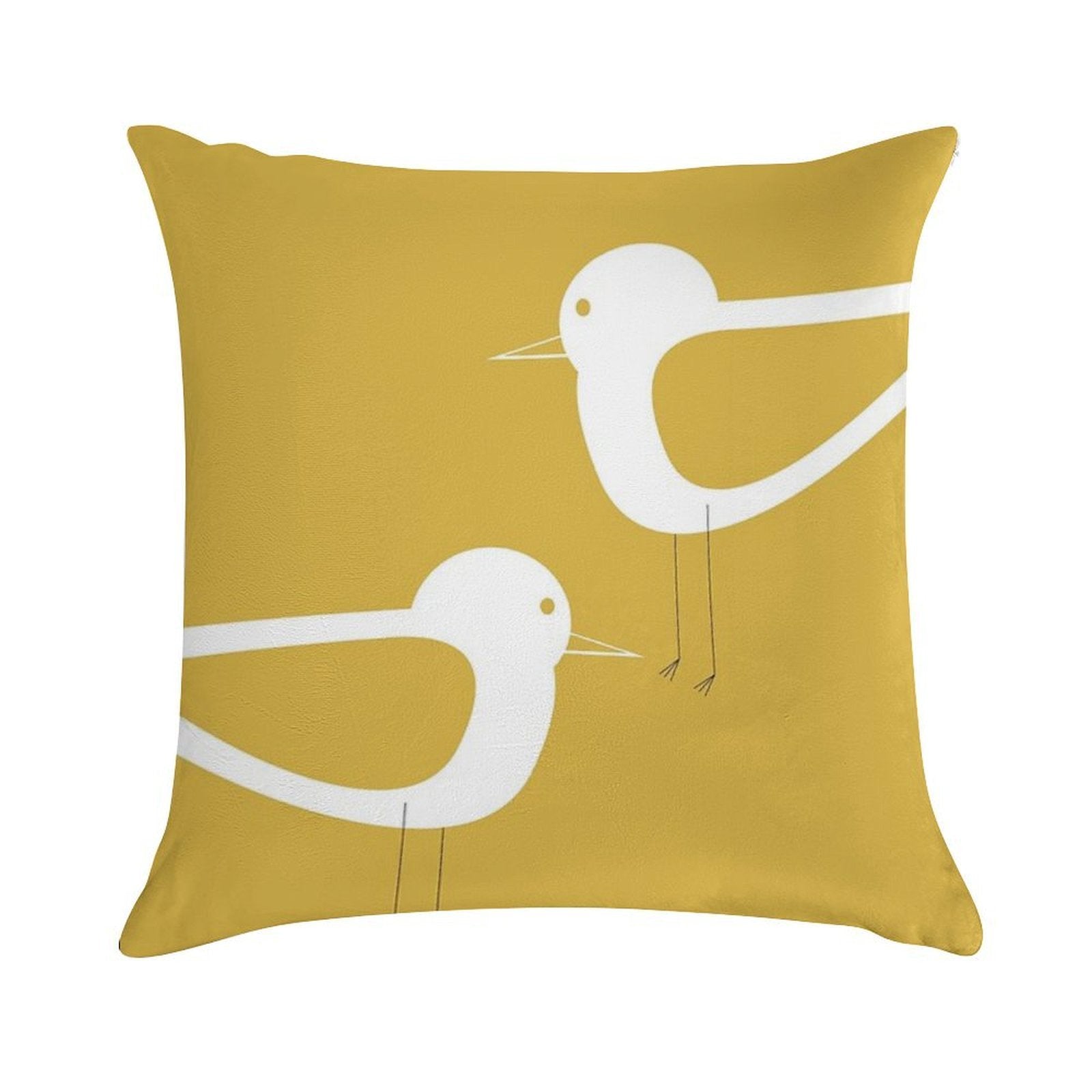 Shorebird Pair in Light Mustard Yellow And White. Minimalist. Clean. Cute. Coastal Soft Multiple Sizes Throw Pillow