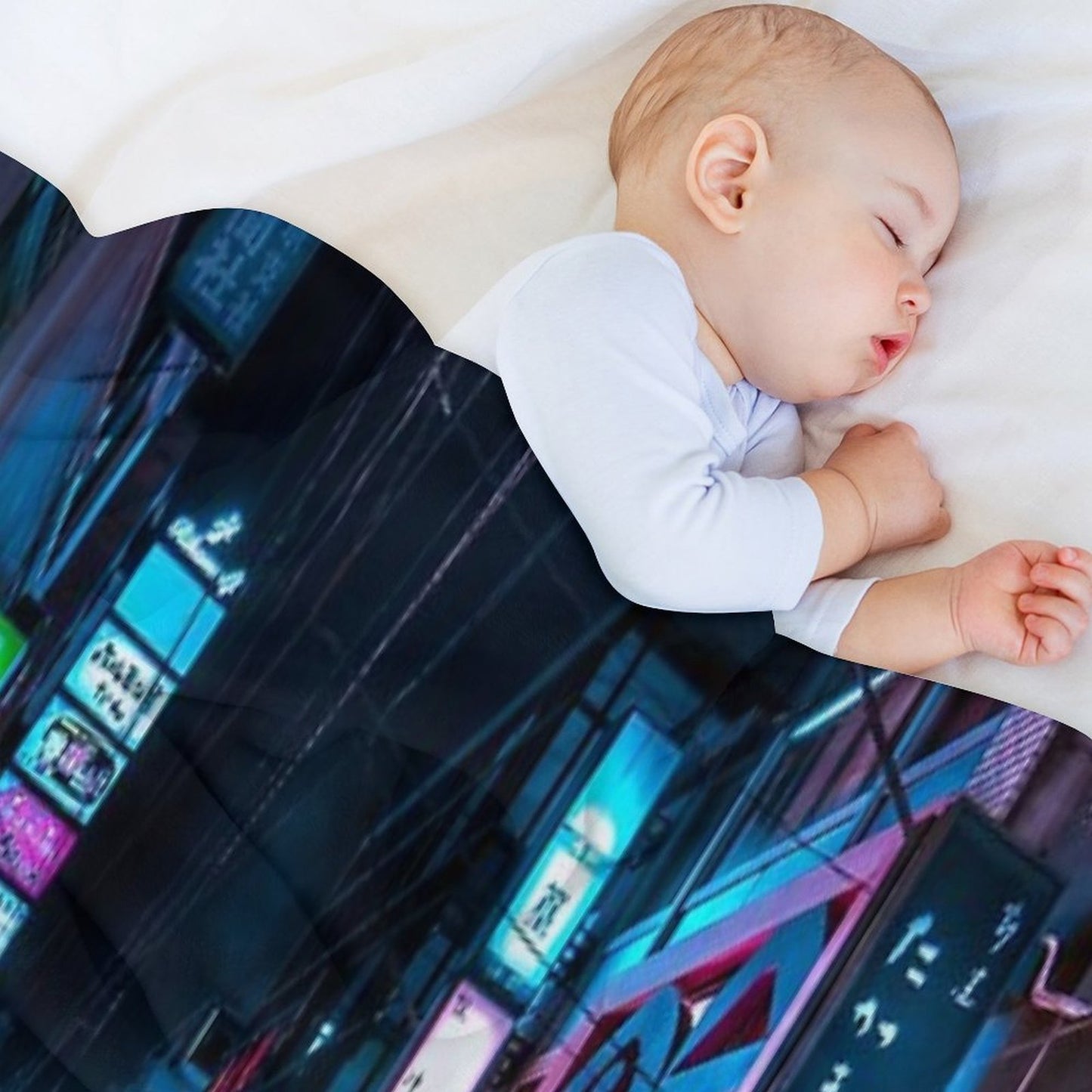 Tokyo at Night - Shimbashi Anti-pilling Throw Blanket