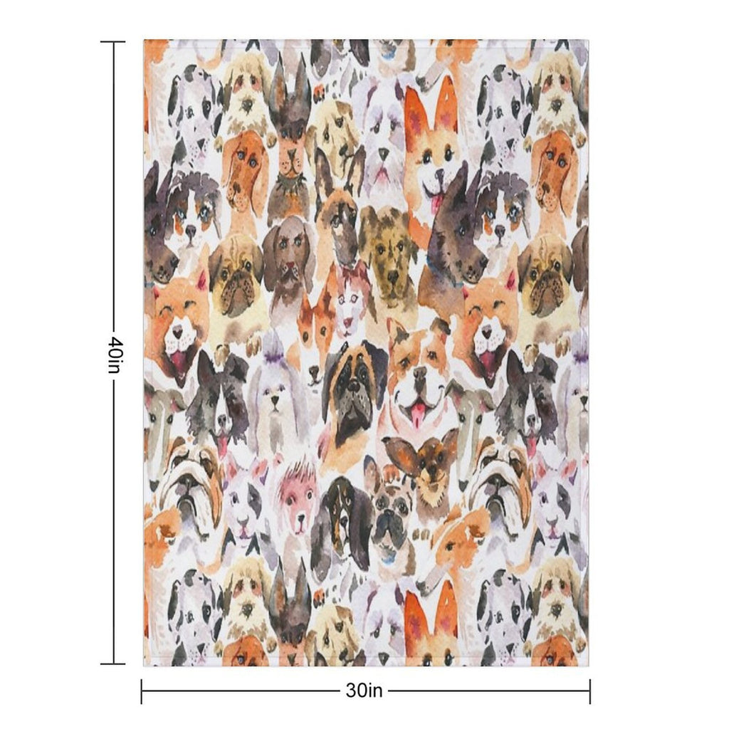 Cute Watercolor Dogs Lightweight Throw Blanket