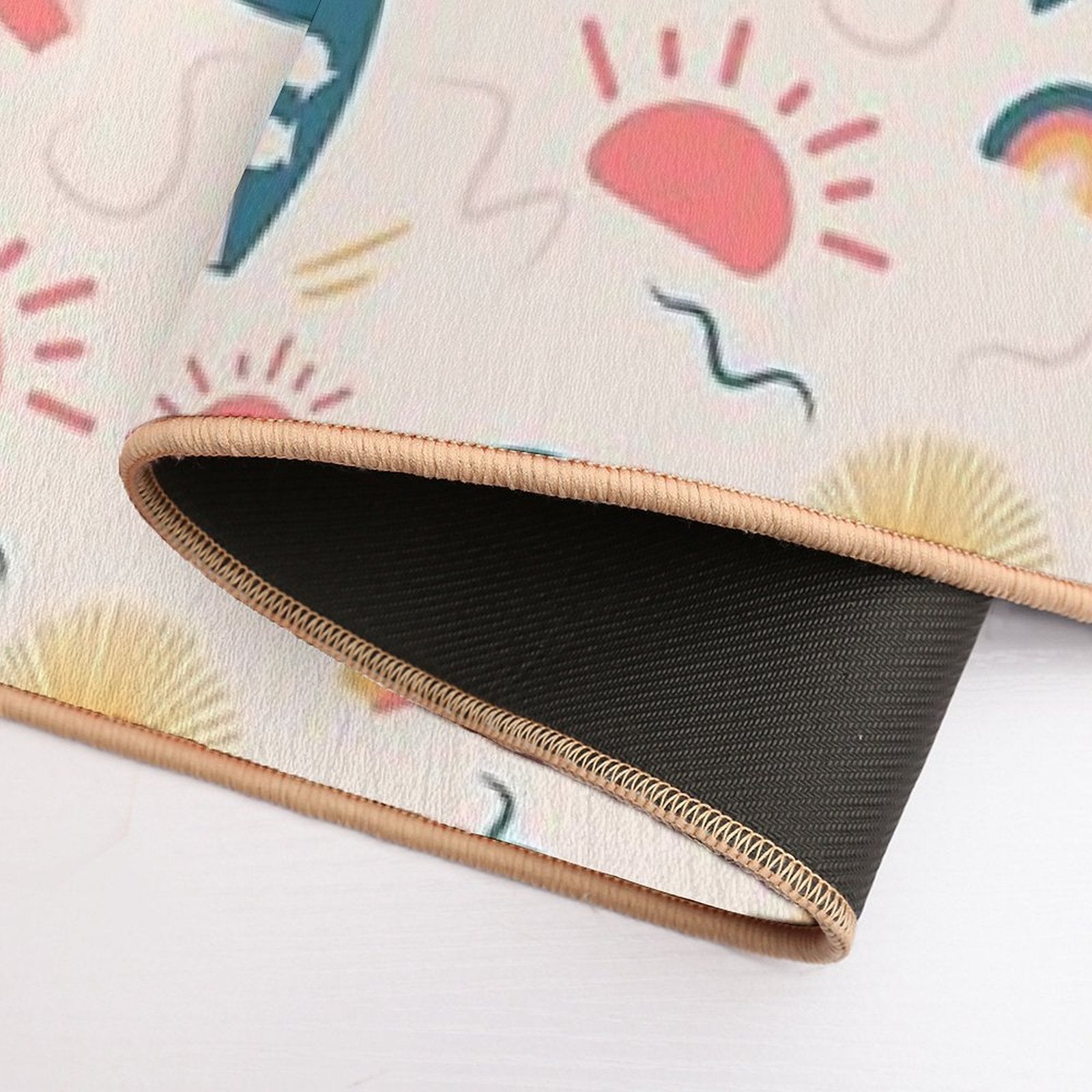 Summer Pattern - Surf, Sun And Rainbow!  Easy Maintenance Bath Mat