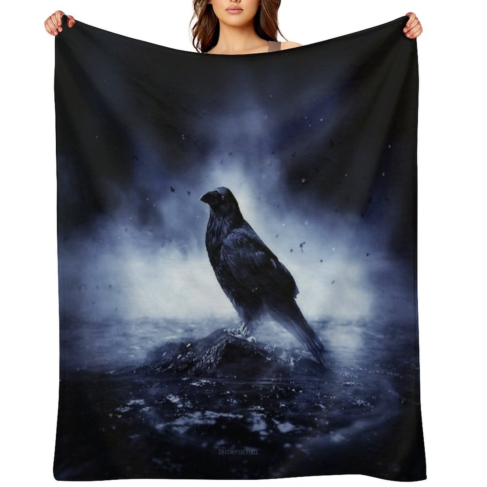 Raven in Mystical Light Lightweight Throw Blanket
