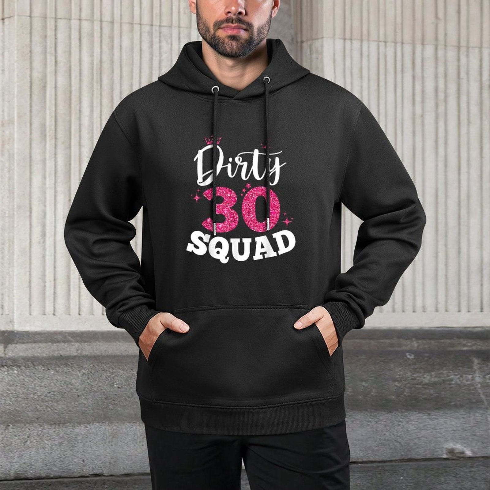 Dirty 30th Squad Pink Crown Thirty Birthday Funny BDay Party Versatile Streetwear Hoodie