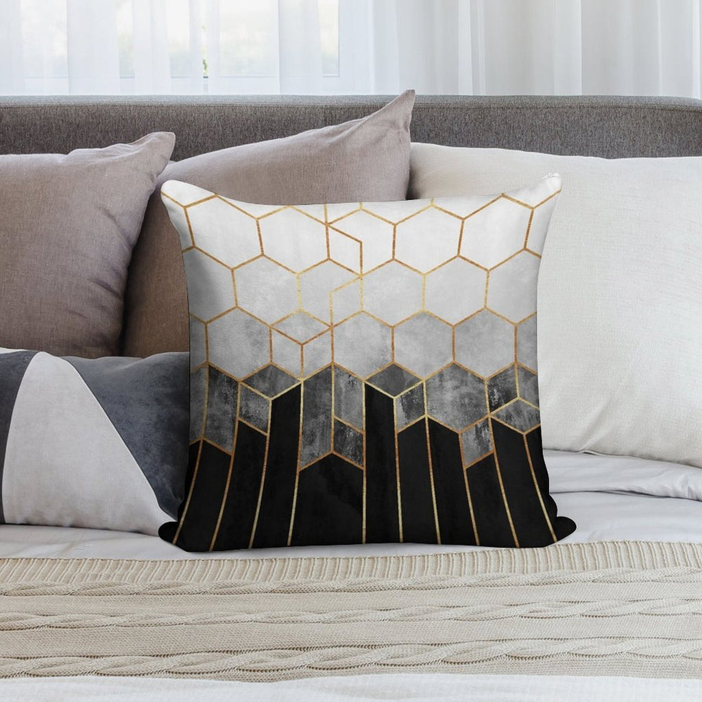 Charcoal Hexagons Soft Warmth Comfort Throw Pillow