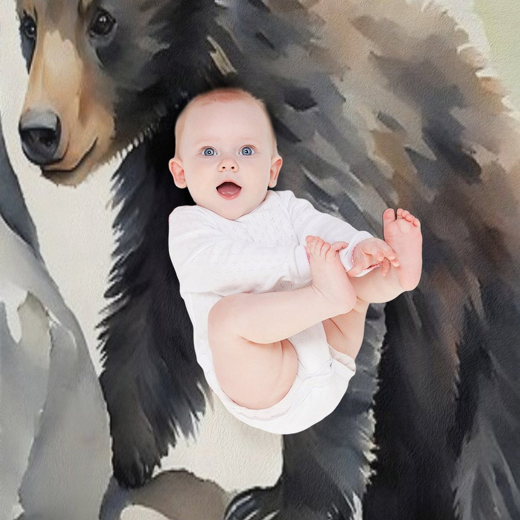 Black Bear Cub Machine-washable Throw Blanket