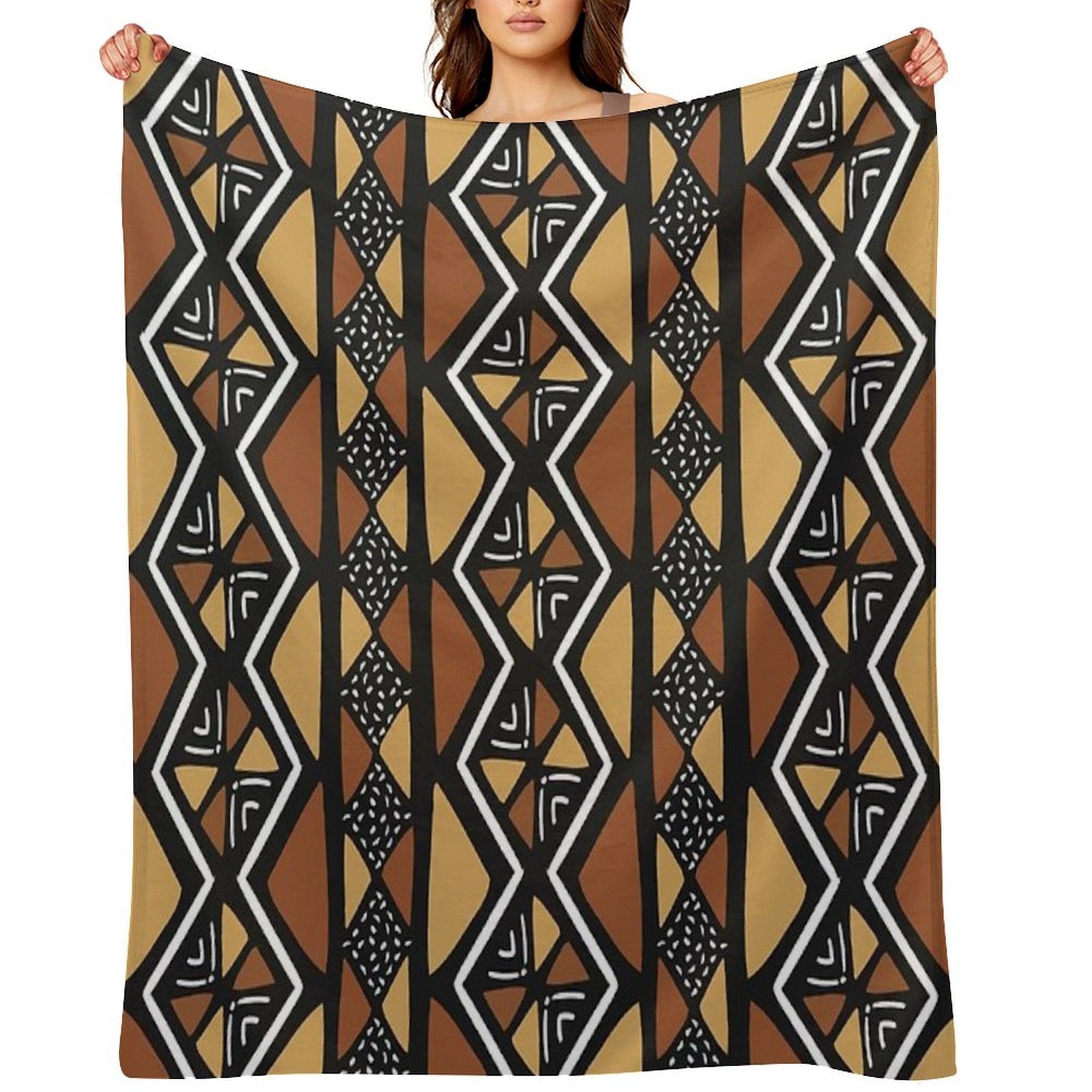 African Mud Cloth Mali Easy Care Throw Blanket