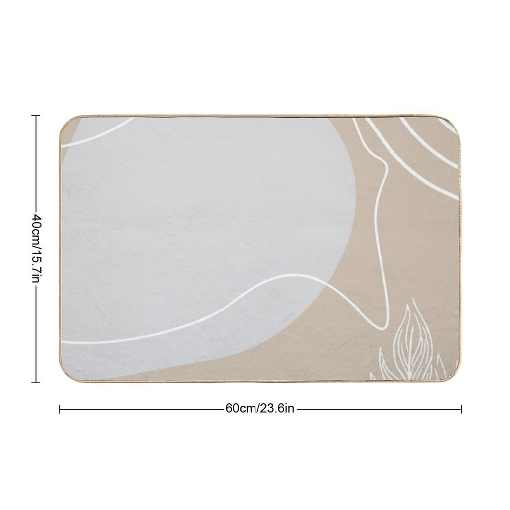 Abstract Floral Grey Pattern with Lines  Absorbent Bath Mat