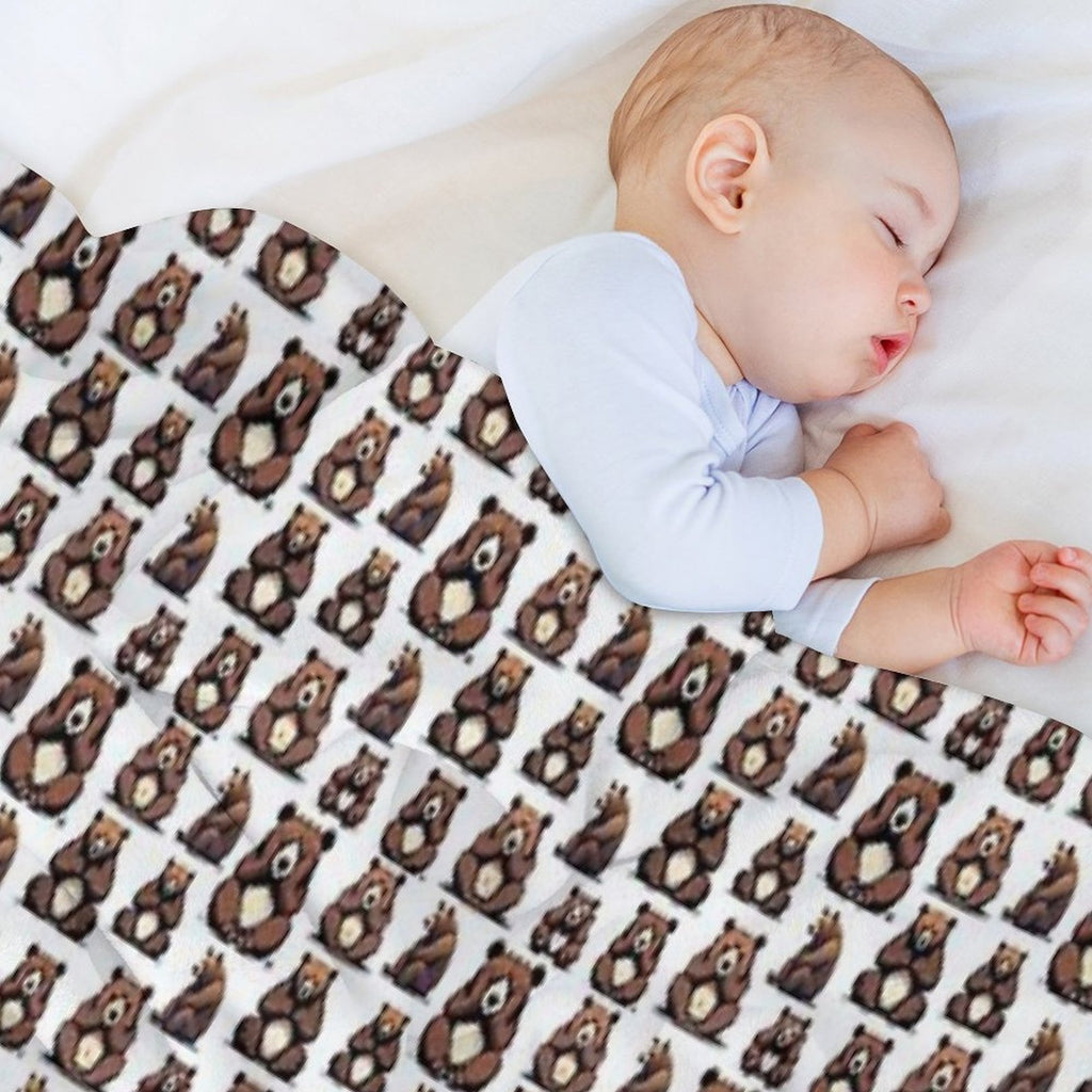 Bear's Thoughtful Pose Pattern 4 Plush Throw Blanket