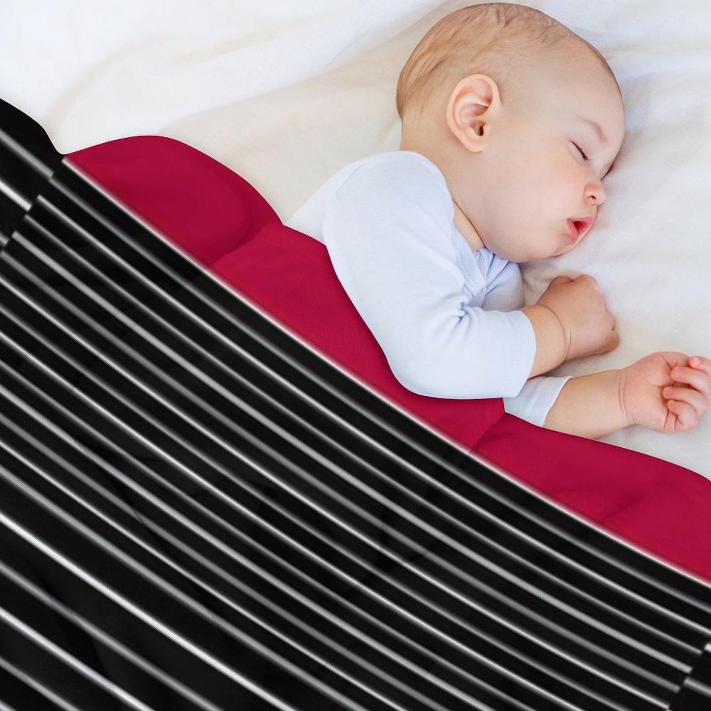 Striped Simple Red , Gray , White Pattern SPORTCLUB Eco-conscious Throw Blanket