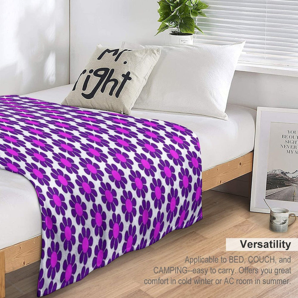 Purple Pink Hippy Flower Daisy Velvety-soft Throw Blanket