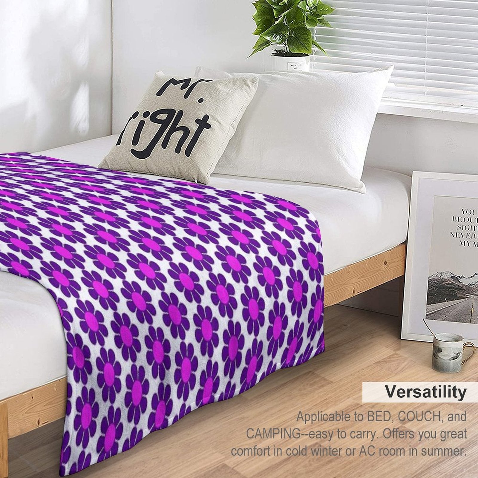 Purple Pink Hippy Flower Daisy Velvety-soft Throw Blanket