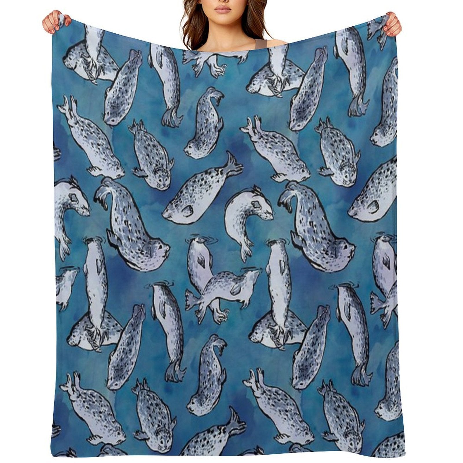 Harbor Seal Pattern Comfort Throw Blanket