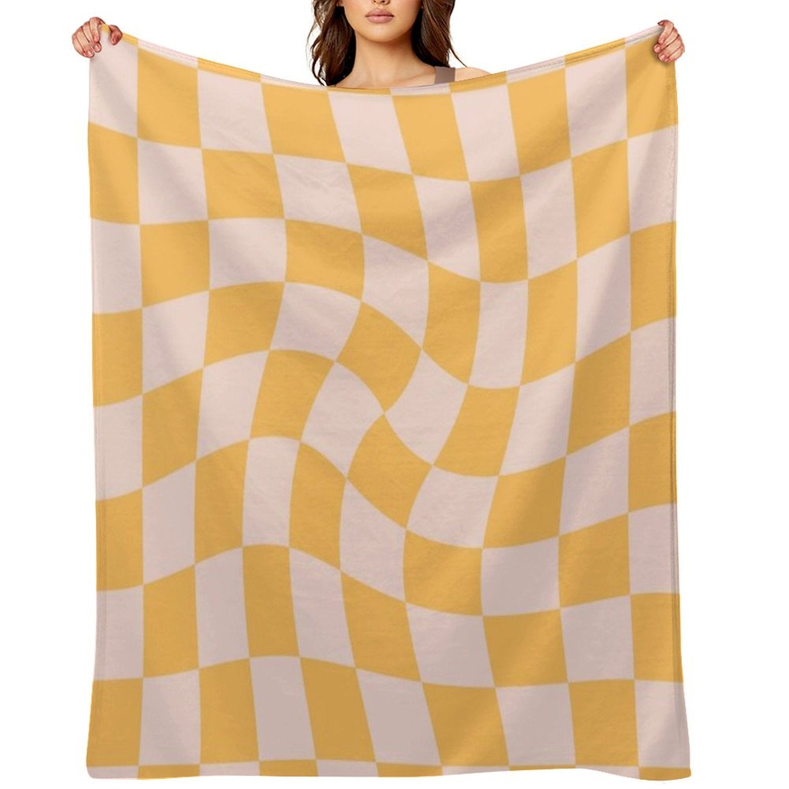 Check I - Yellow Twist Gift-ready Throw Blanket