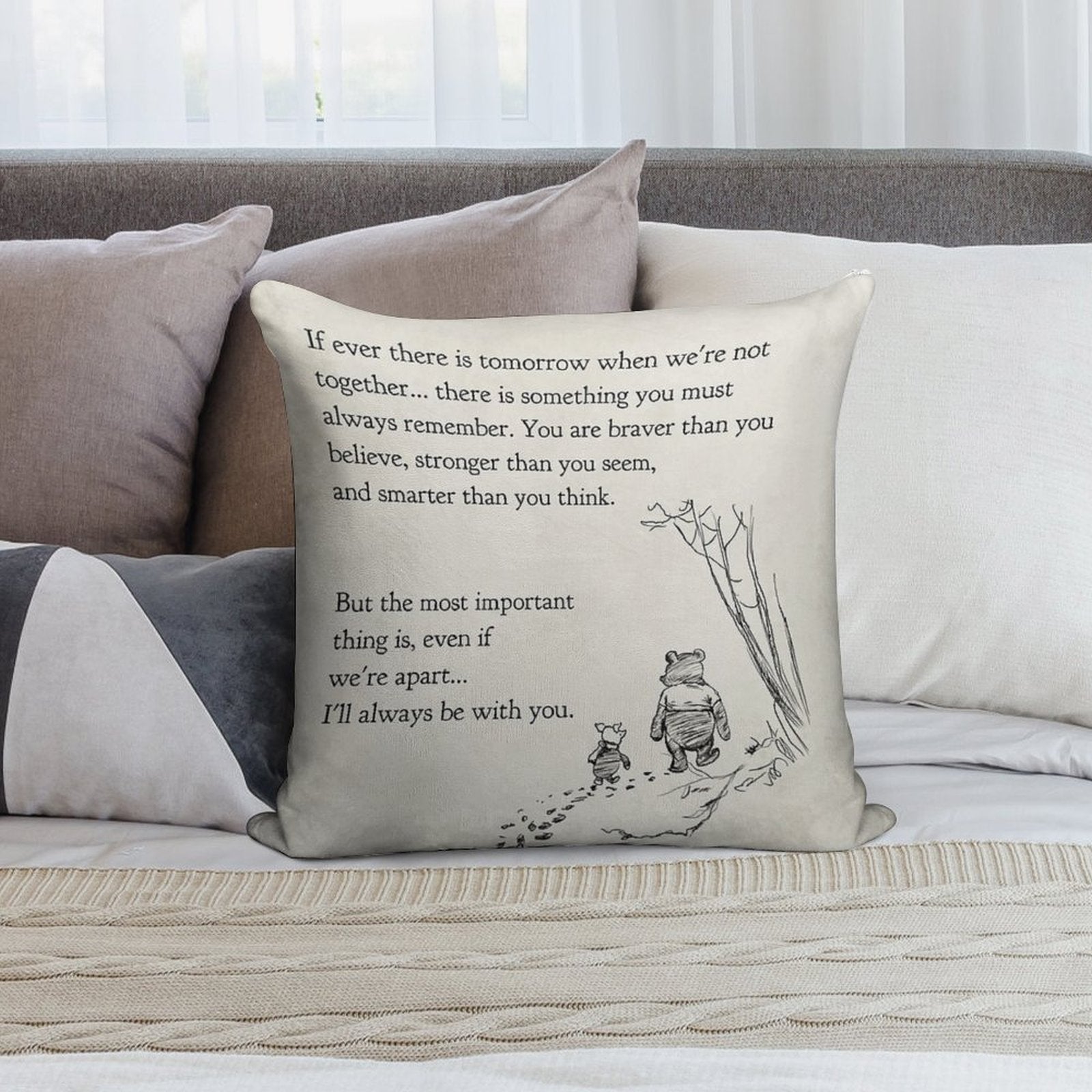 Winnie The Pooh Book Page - If Ever A Tomorrow…braver Than You Believe Soft High-Density Material Throw Pillow