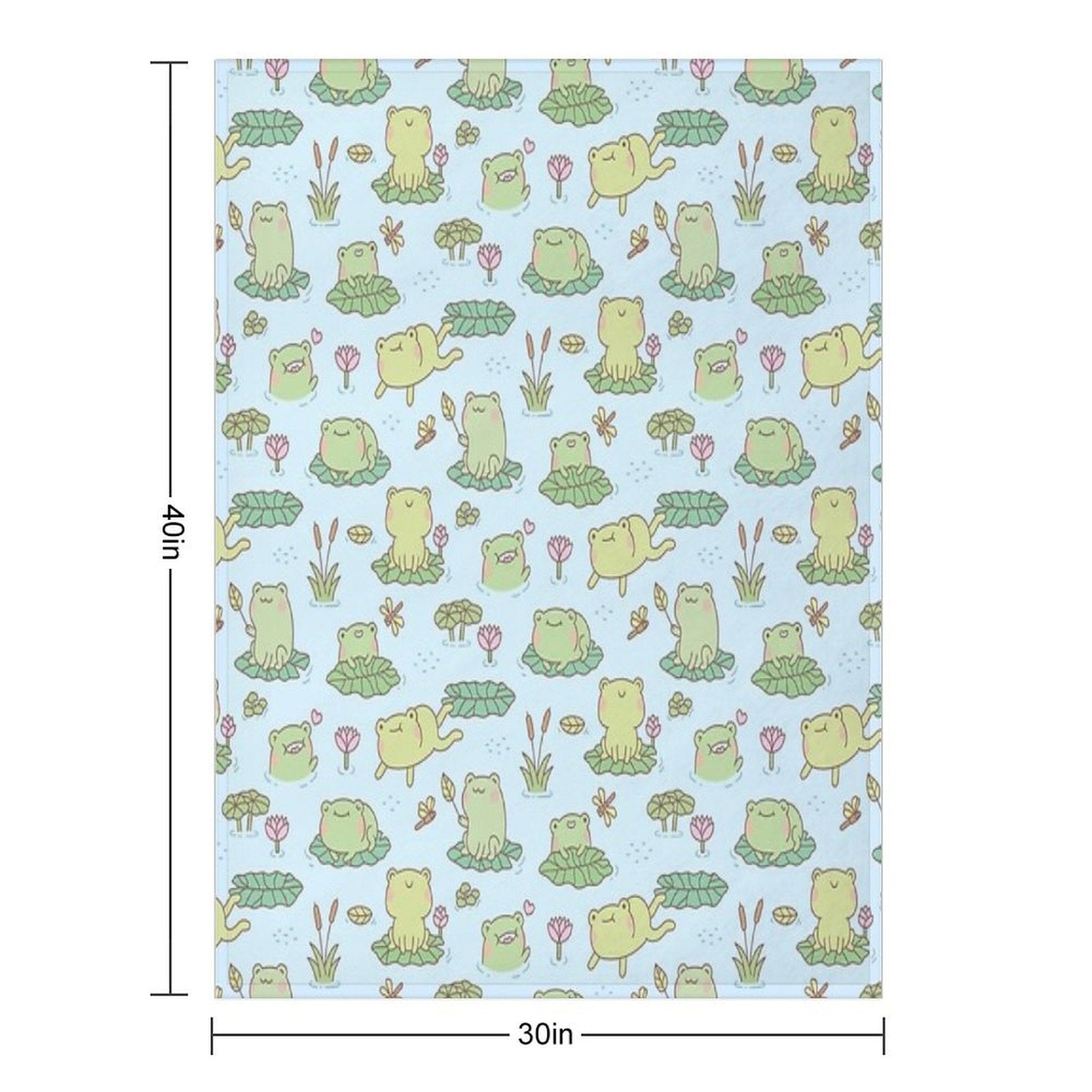 Cute Frogs And Dragonflies Pond Pattern Shrink-resistant Throw Blanket