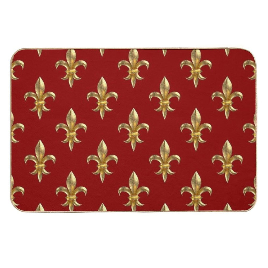 Fleur De Lys  Fleur De Lis 3D Gold Look Pattern, Small Corroded  Stain-Proof Bath Mat