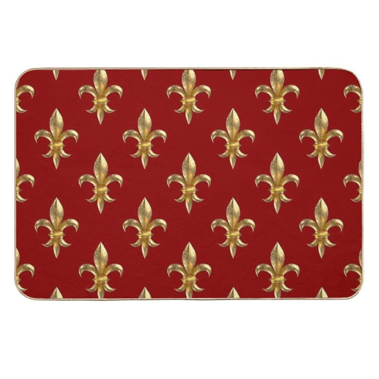 Fleur De Lys  Fleur De Lis 3D Gold Look Pattern, Small Corroded  Stain-Proof Bath Mat