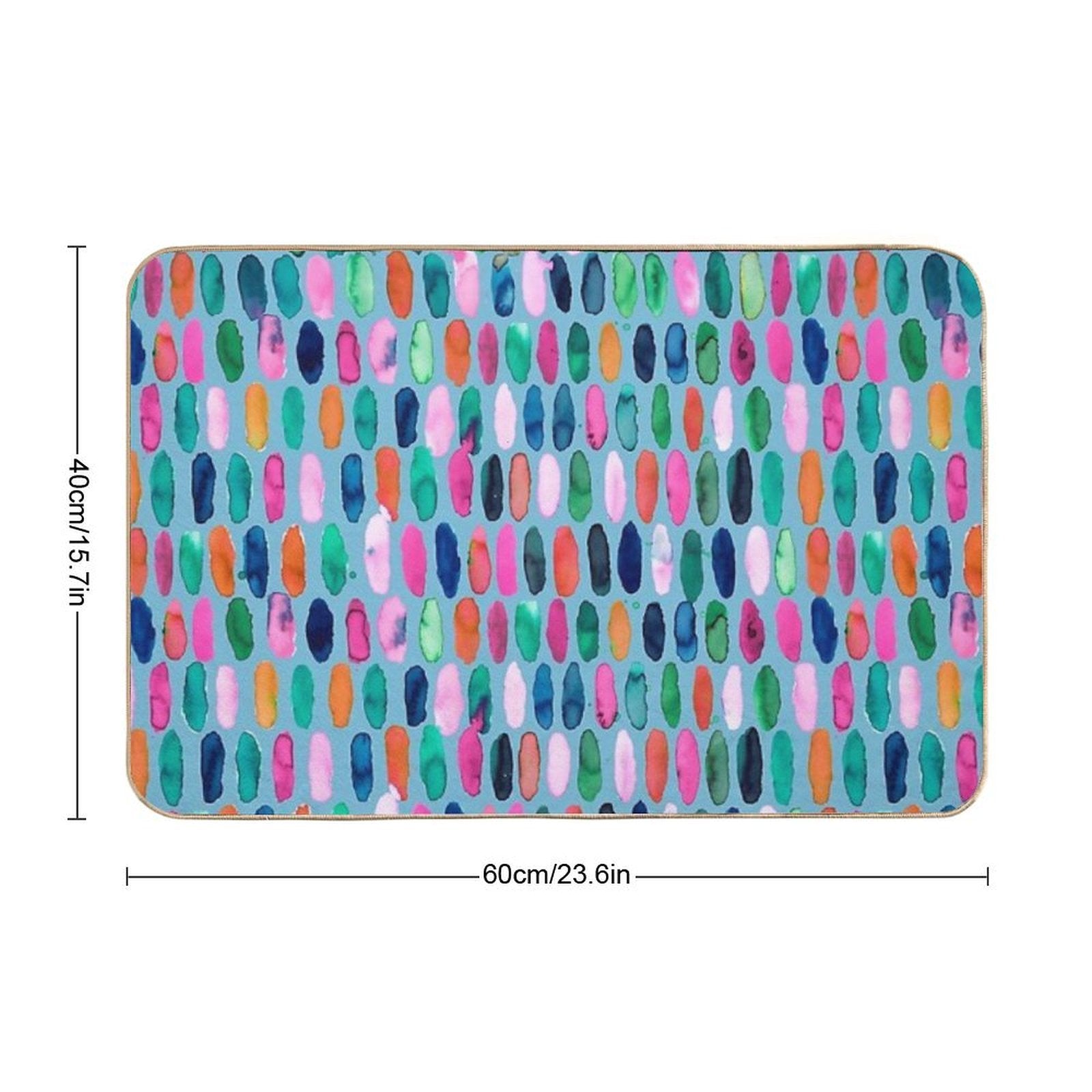 Watercolor Organic Shapes Geometric Print - Multicolor Blue Happiness Pills  High-Traffic Bath Mat