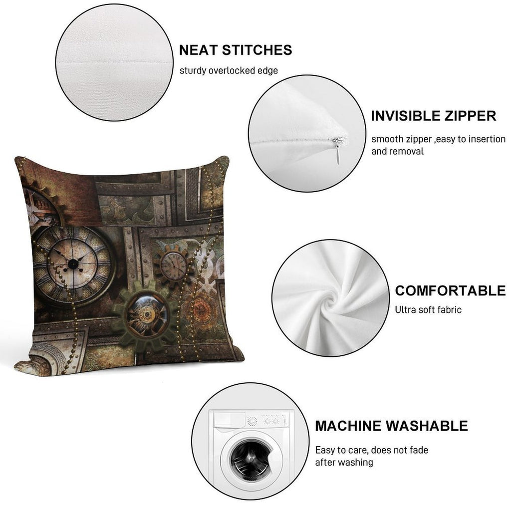 Steampunk, Wonderful Clockwork with Gears Soft Home Decor Throw Pillow