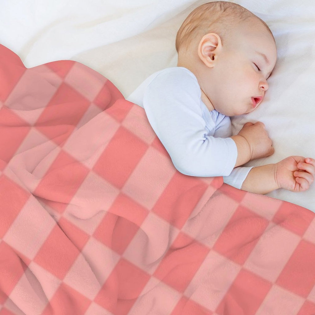 Checkerboard Mini Check Pattern in Double Blush Pink Compact Throw Blanket