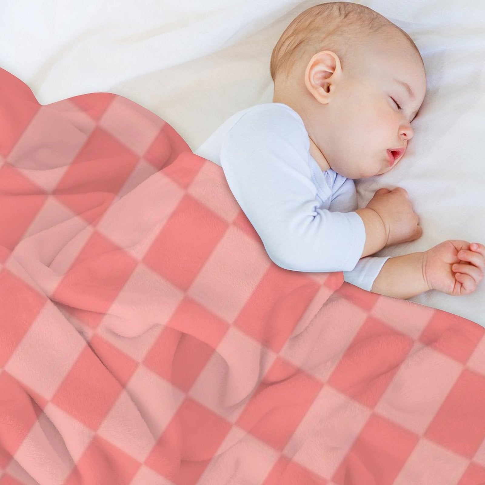 Checkerboard Mini Check Pattern in Double Blush Pink Compact Throw Blanket